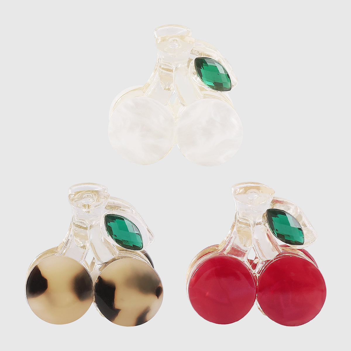 F6045 3pcs Small Acrylic Cute Cherry Hair Clips Set