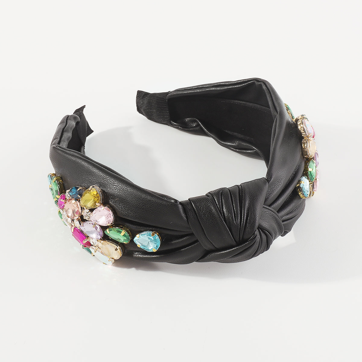 F6123 Vegan Leather w/Rhinestone Knotted Headband