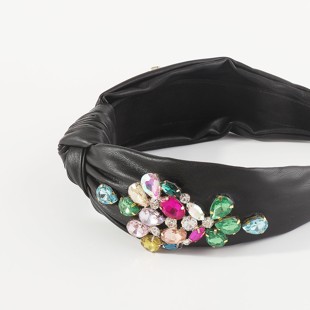 F6123 Vegan Leather w/Rhinestone Knotted Headband