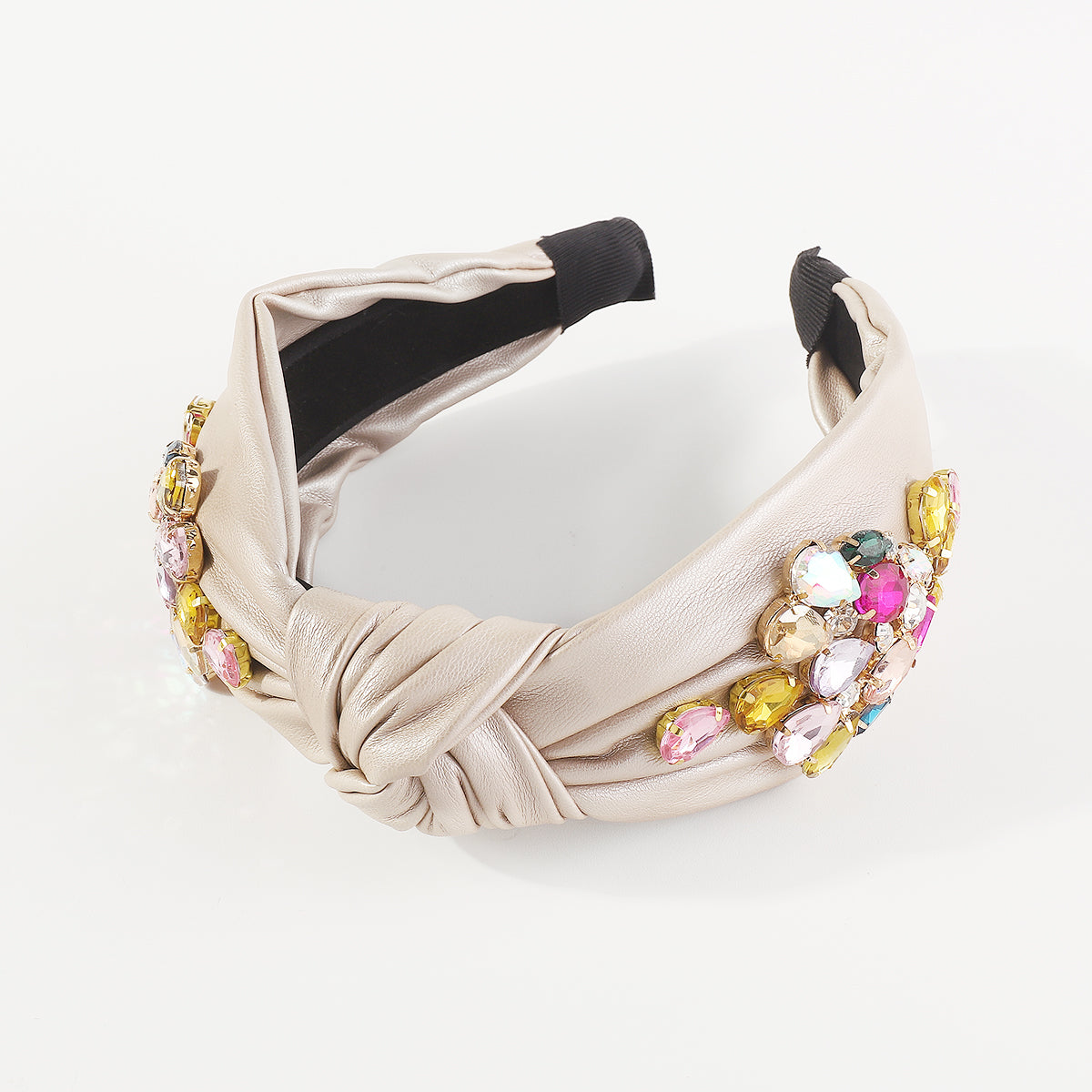 F6123 Vegan Leather w/Rhinestone Knotted Headband