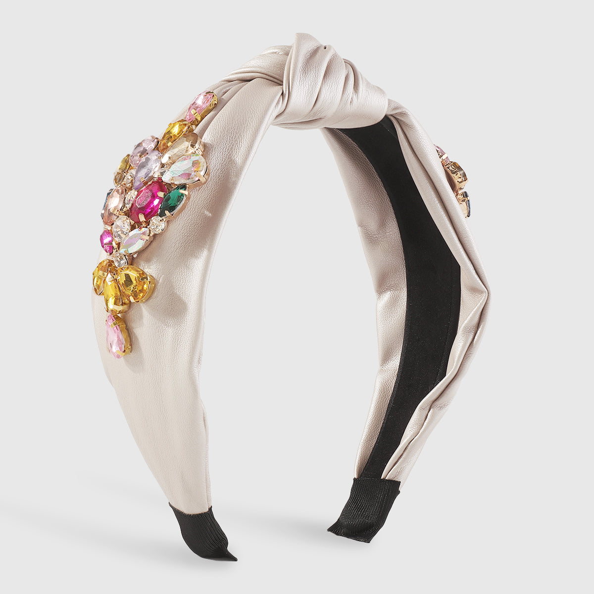 F6123 Vegan Leather w/Rhinestone Knotted Headband