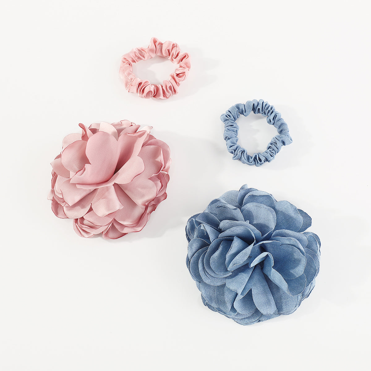 F6146 2pcs Rose Flower Elastic Hair Ties Set