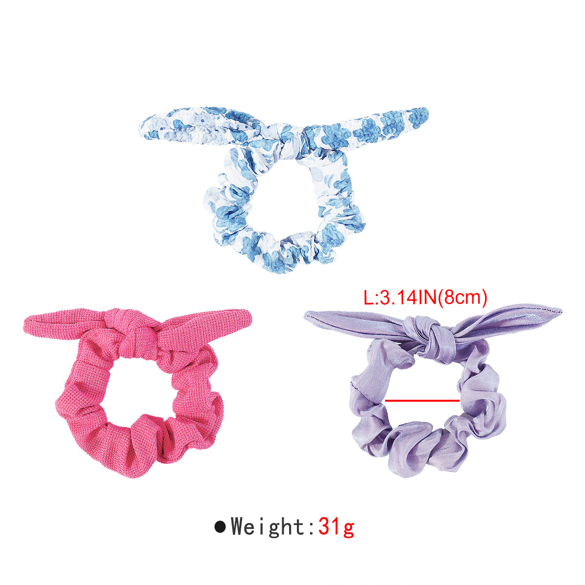 F6149 3 pcs Bow Tie Elastic Hair Ties Set