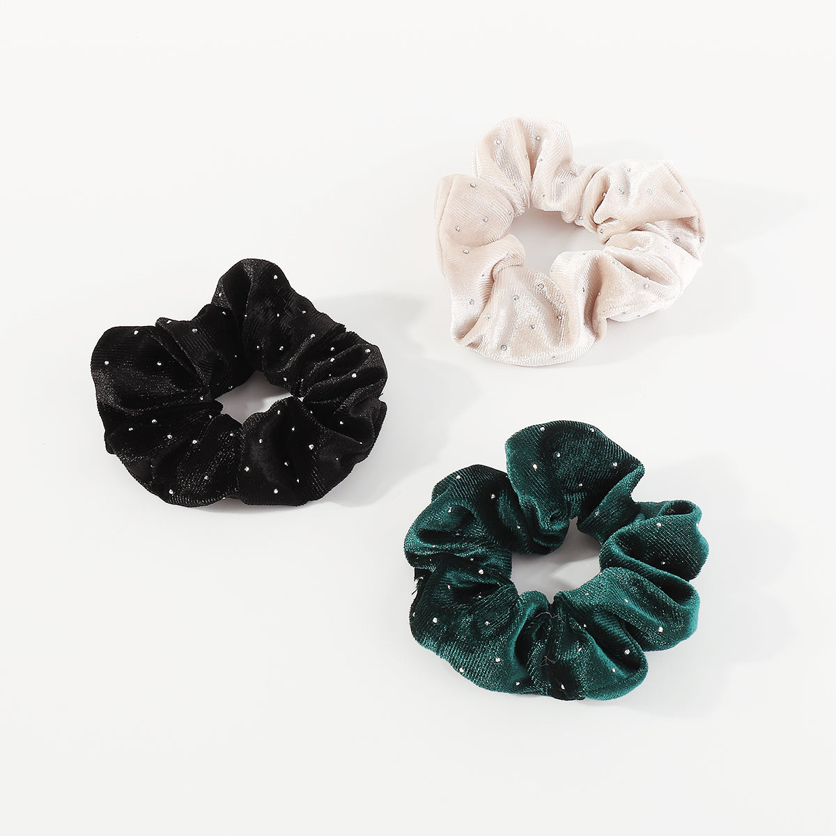 F6150 3pcs Velvet Crystal Elastic Hair Ties Set