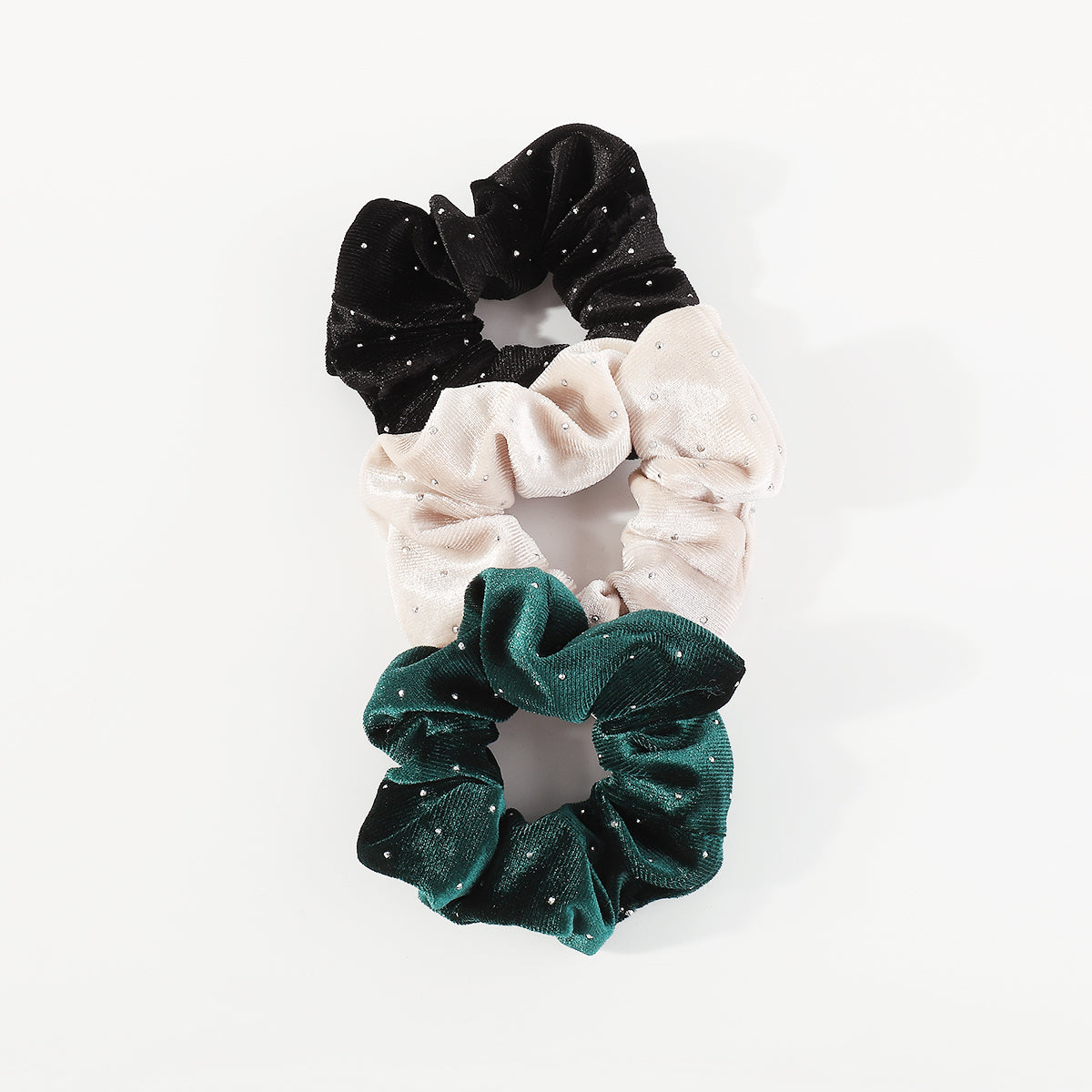 F6150 3pcs Velvet Crystal Elastic Hair Ties Set