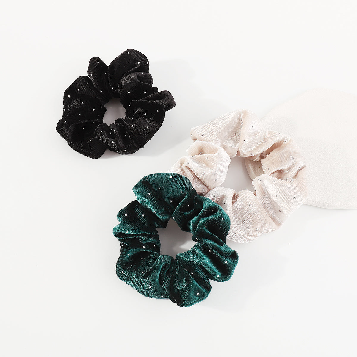 F6150 3pcs Velvet Crystal Elastic Hair Ties Set