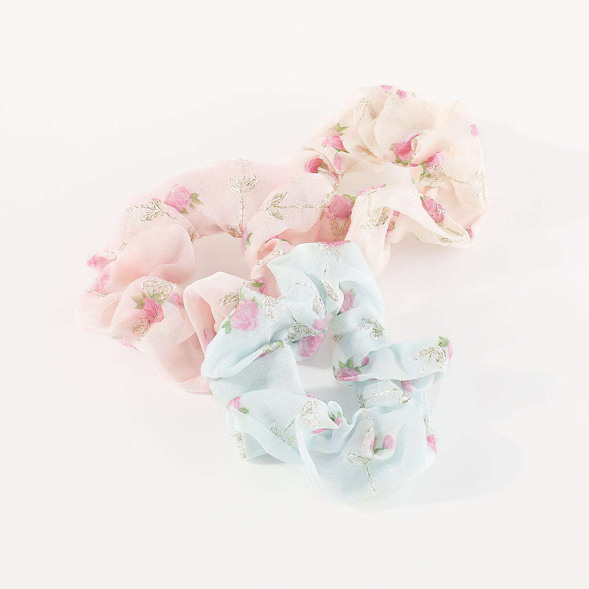 F6151 3 pcs Flower Scrunchies Elastic Hair Ties Set