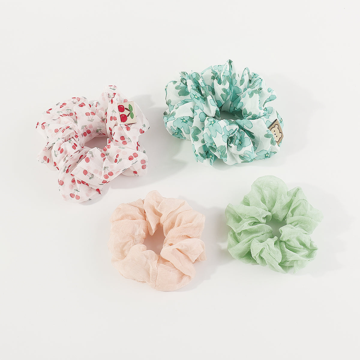 F6158 2 pcs Cherry Flower Elastic Hair Ties Set