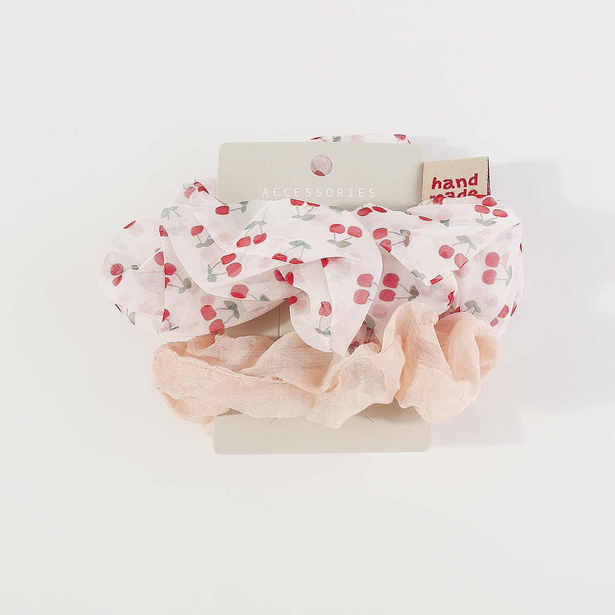 F6158 2 pcs Cherry Flower Elastic Hair Ties Set
