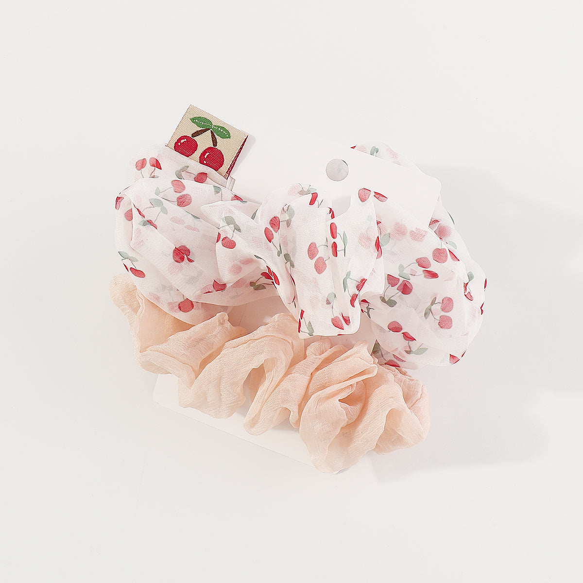 F6158 2 pcs Cherry Flower Elastic Hair Ties Set