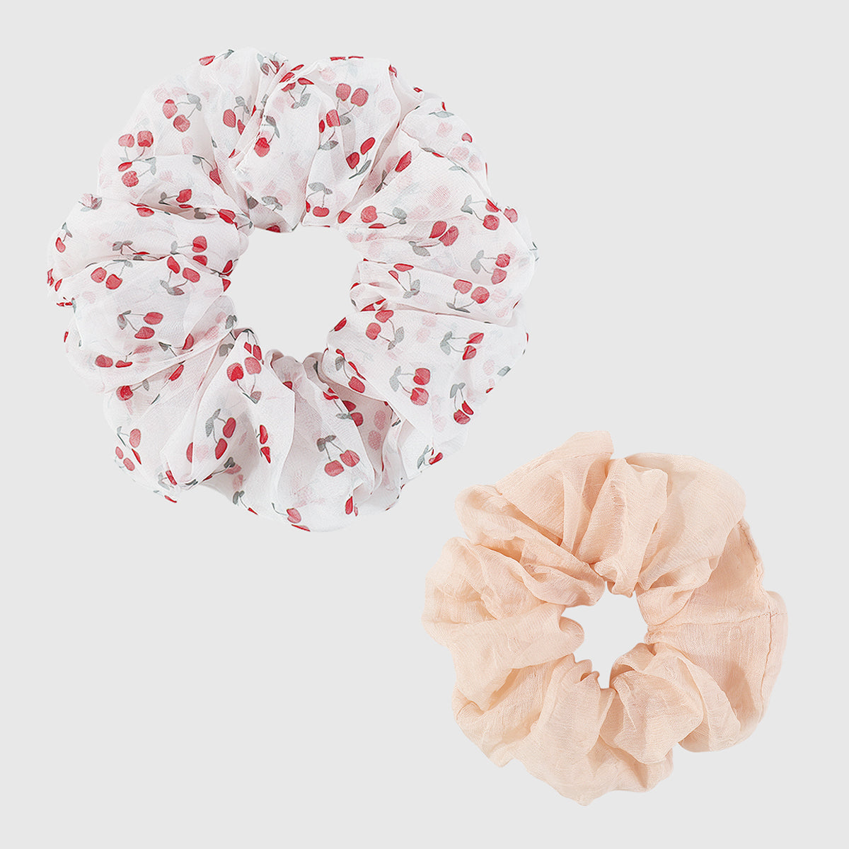 F6158 2 pcs Cherry Flower Elastic Hair Ties Set