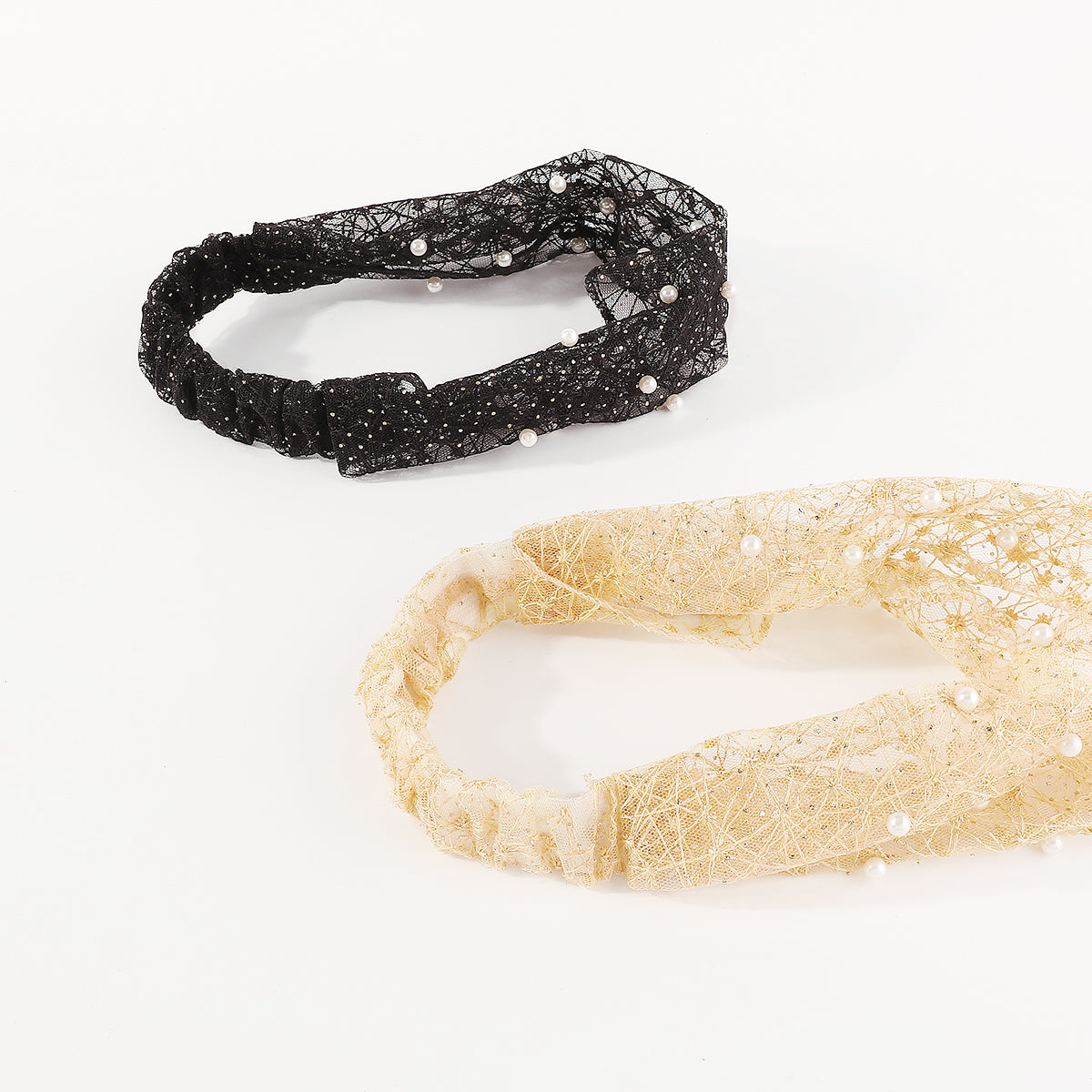 F6179 Mesh w/Pearl Hair Cover Binding Headbands