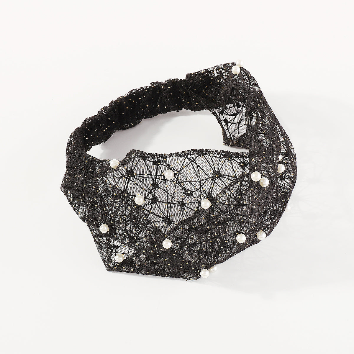 F6179 Mesh w/Pearl Hair Cover Binding Headbands