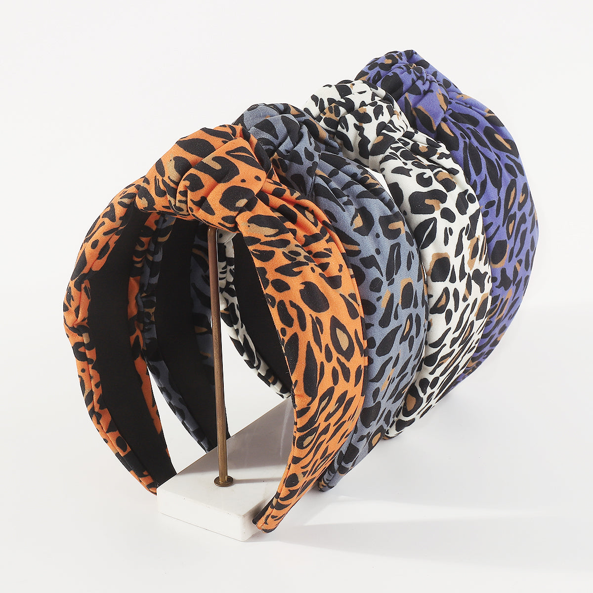 F6182 Flannel Leopard Print Topknot Headbands