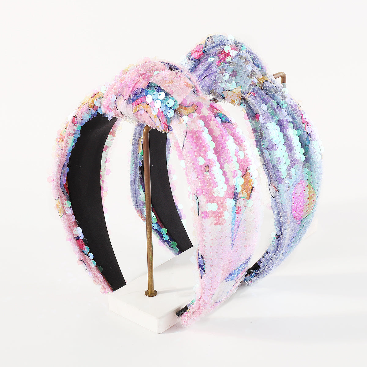 F6187 Sparkly Full Sequin Topknot Headbands