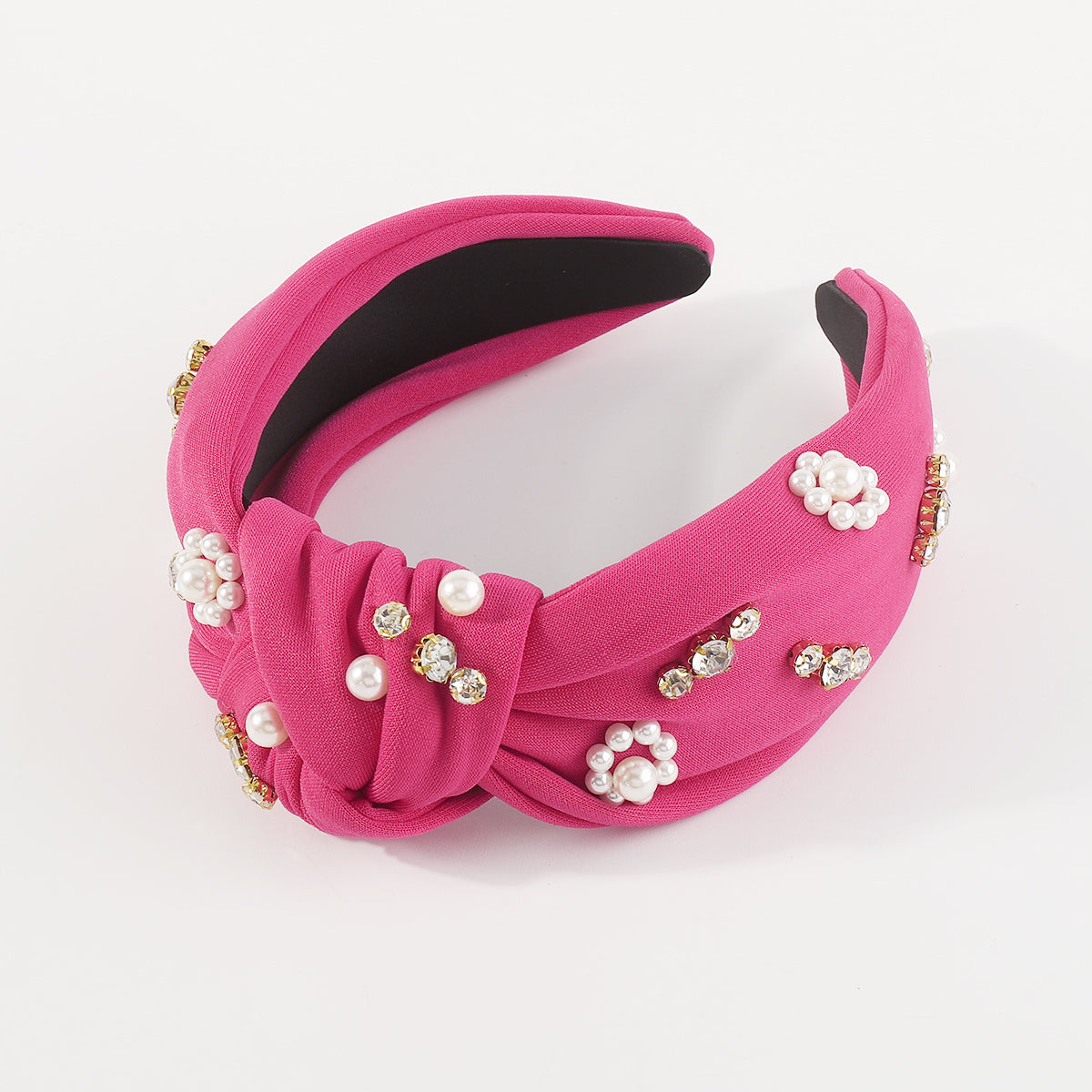 F6190 Baroque Pearl Rhinestone Knotted Headband