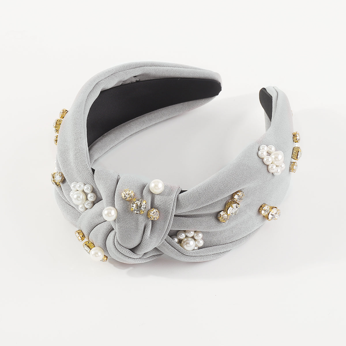 F6190 Baroque Pearl Rhinestone Knotted Headband