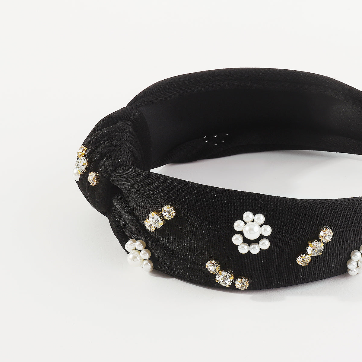 F6190 Baroque Pearl Rhinestone Knotted Headband