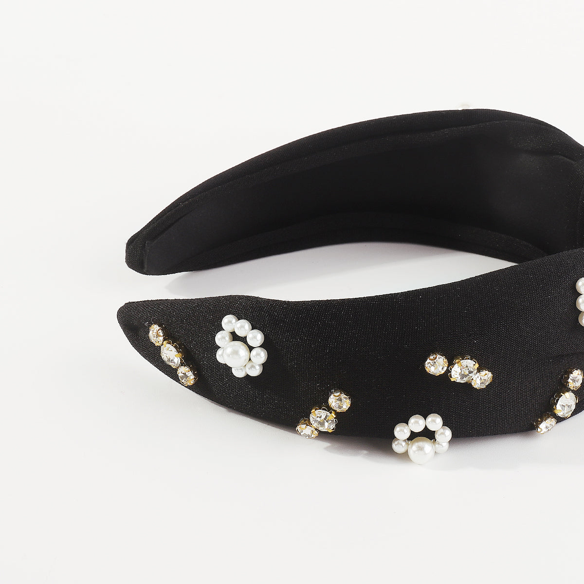 F6190 Baroque Pearl Rhinestone Knotted Headband