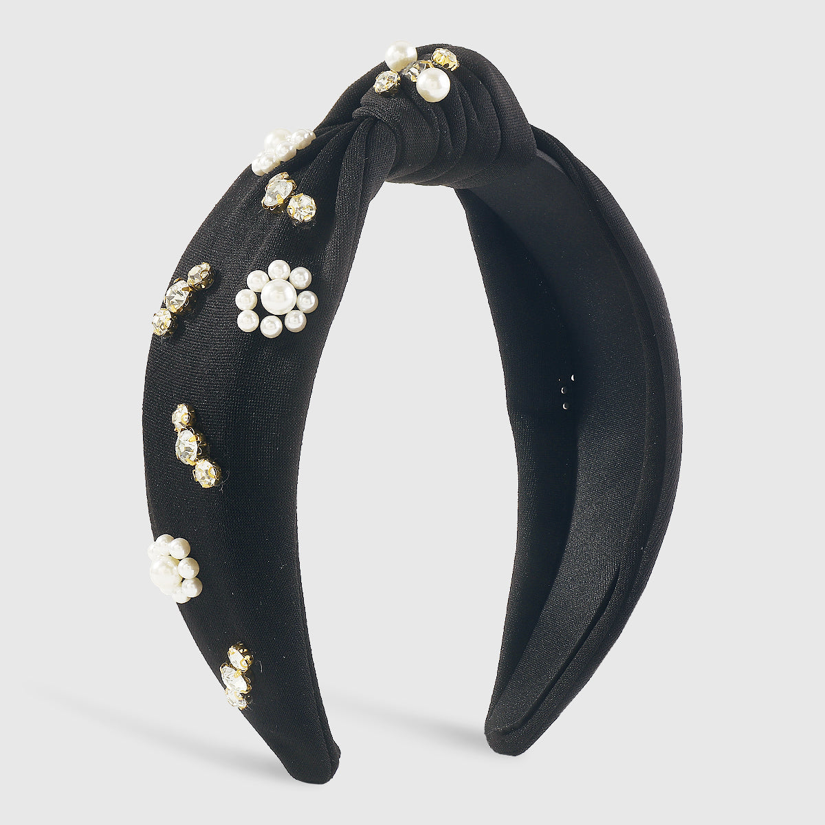 F6190 Baroque Pearl Rhinestone Knotted Headband