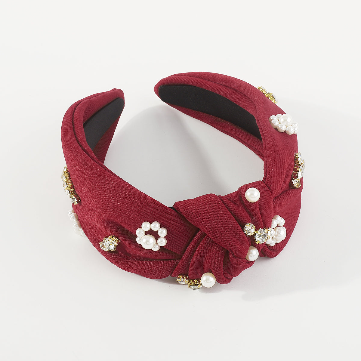 F6190 Baroque Pearl Rhinestone Knotted Headband