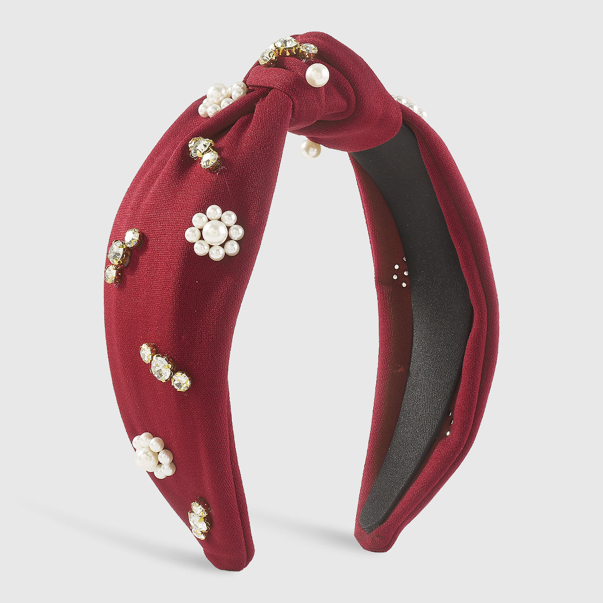 F6190 Baroque Pearl Rhinestone Knotted Headband