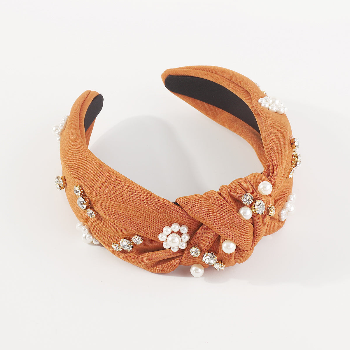 F6190 Baroque Pearl Rhinestone Knotted Headband