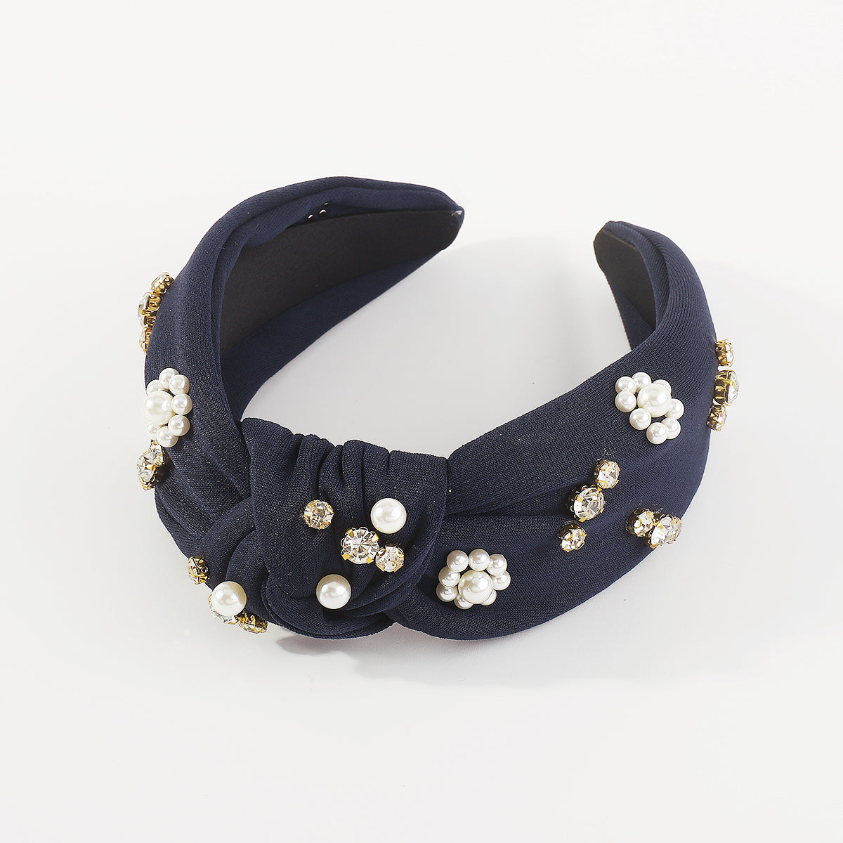 F6190 Baroque Pearl Rhinestone Knotted Headband
