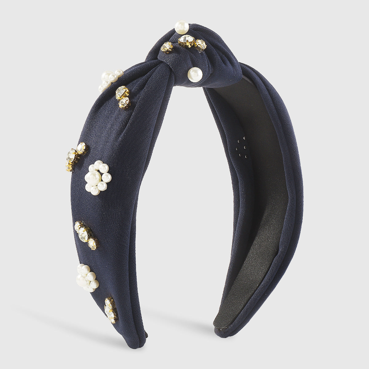 F6190 Baroque Pearl Rhinestone Knotted Headband
