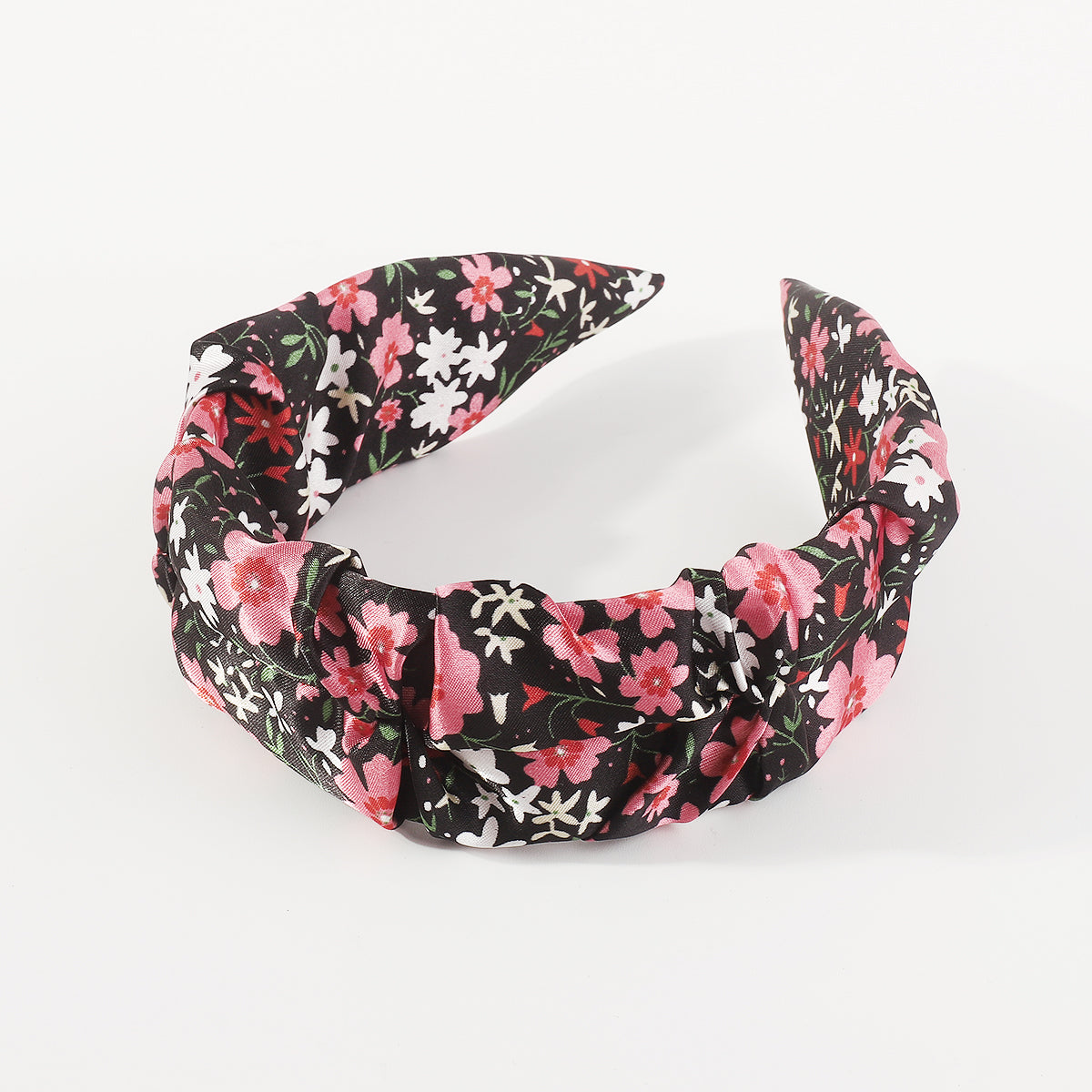 F6216 Satin Floral Ruched Headband