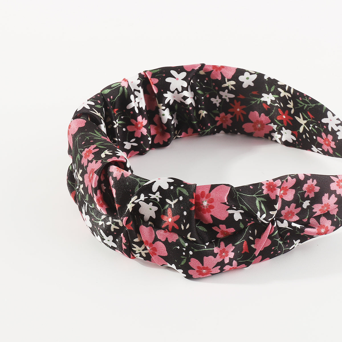 F6216 Satin Floral Ruched Headband