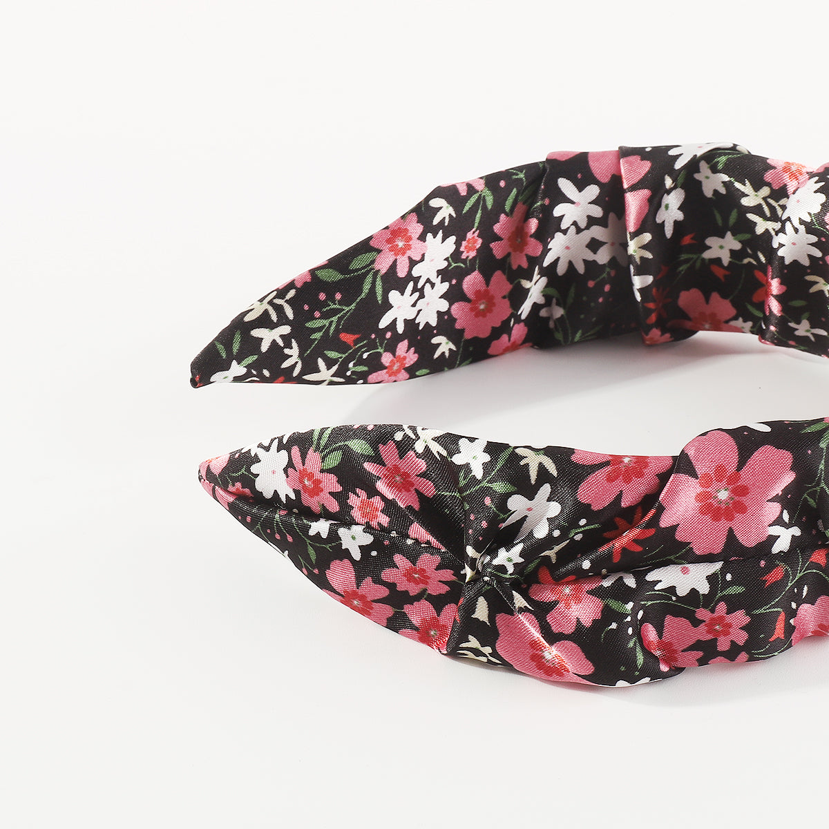 F6216 Satin Floral Ruched Headband