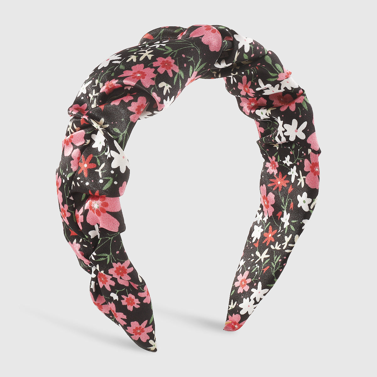 F6216 Satin Floral Ruched Headband