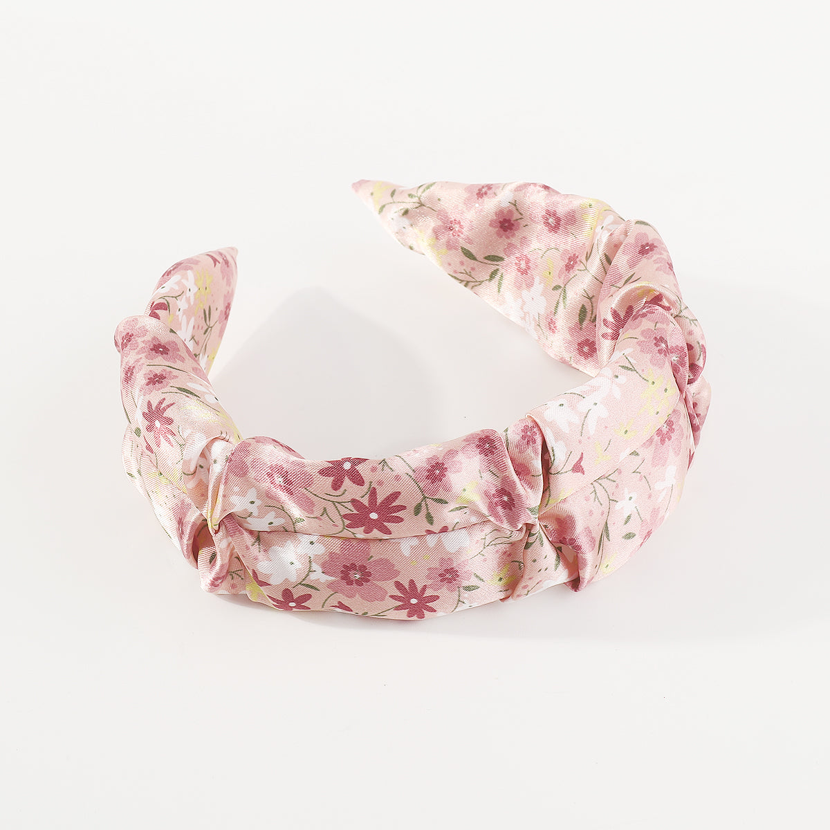 F6216 Satin Floral Ruched Headband