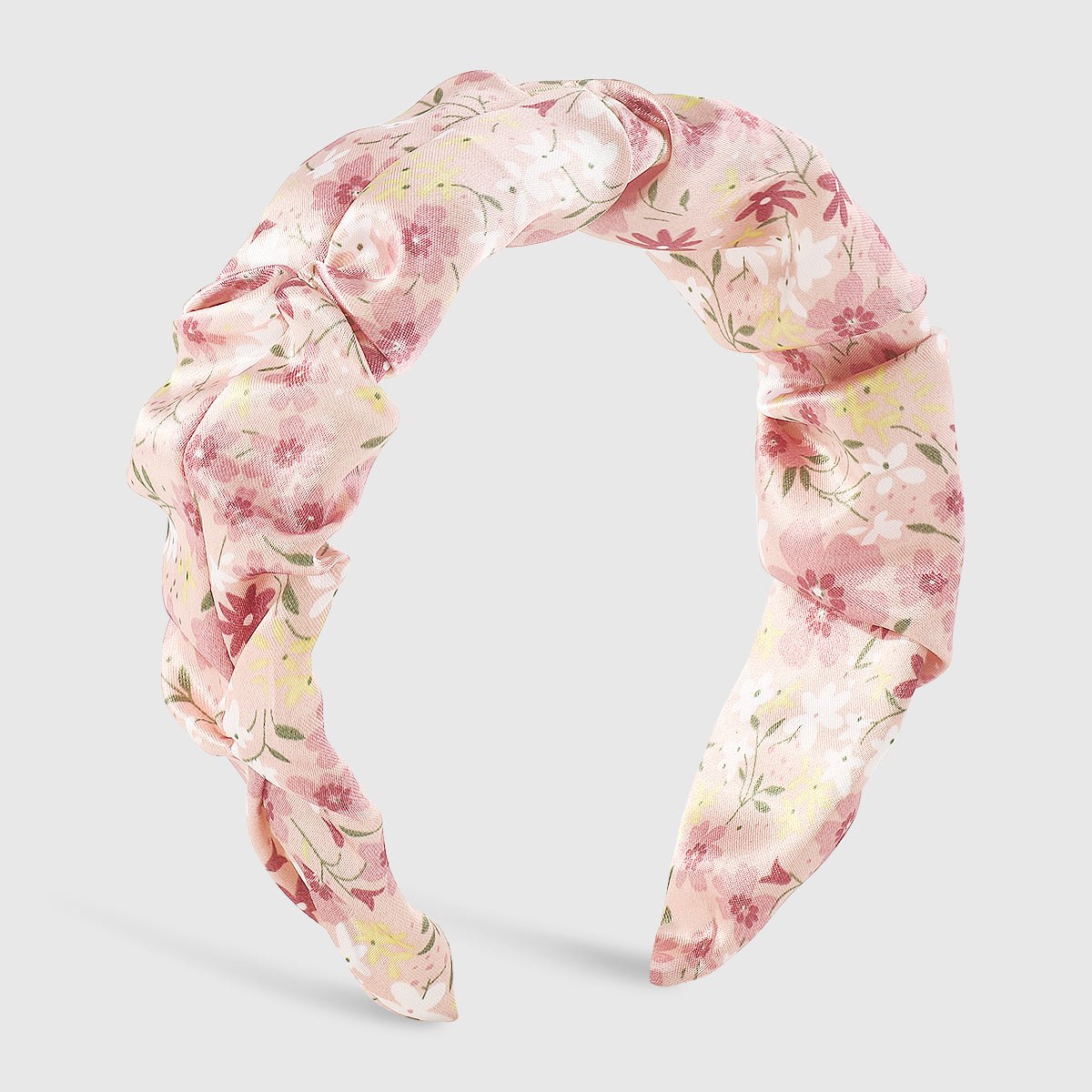 F6216 Satin Floral Ruched Headband