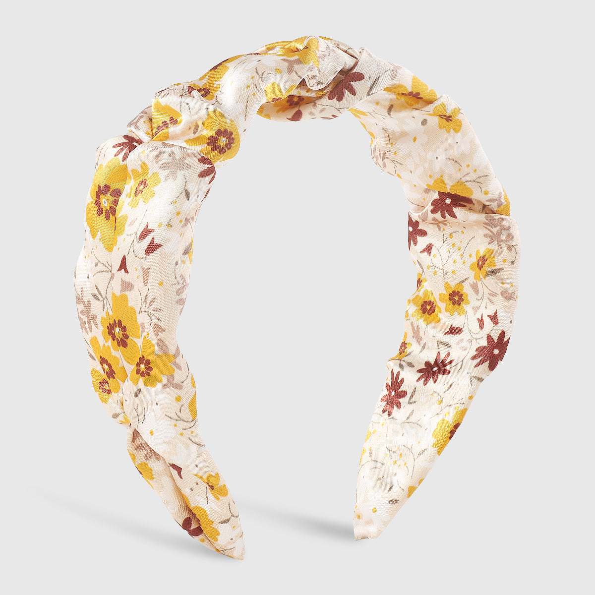 F6216 Satin Floral Ruched Headband