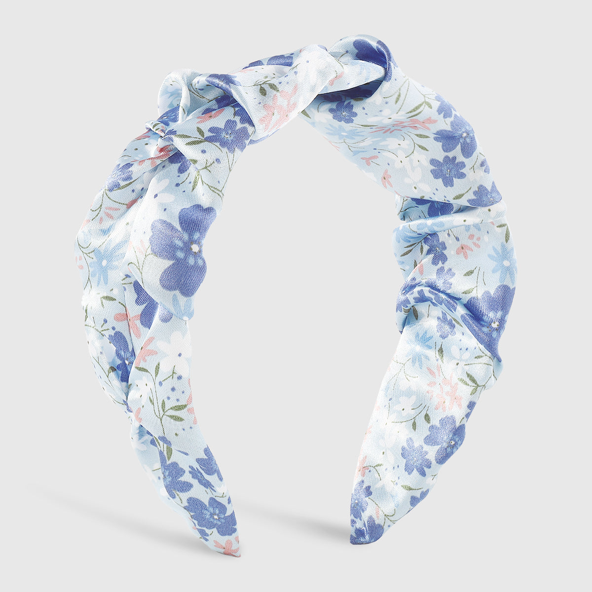 F6216 Satin Floral Ruched Headband