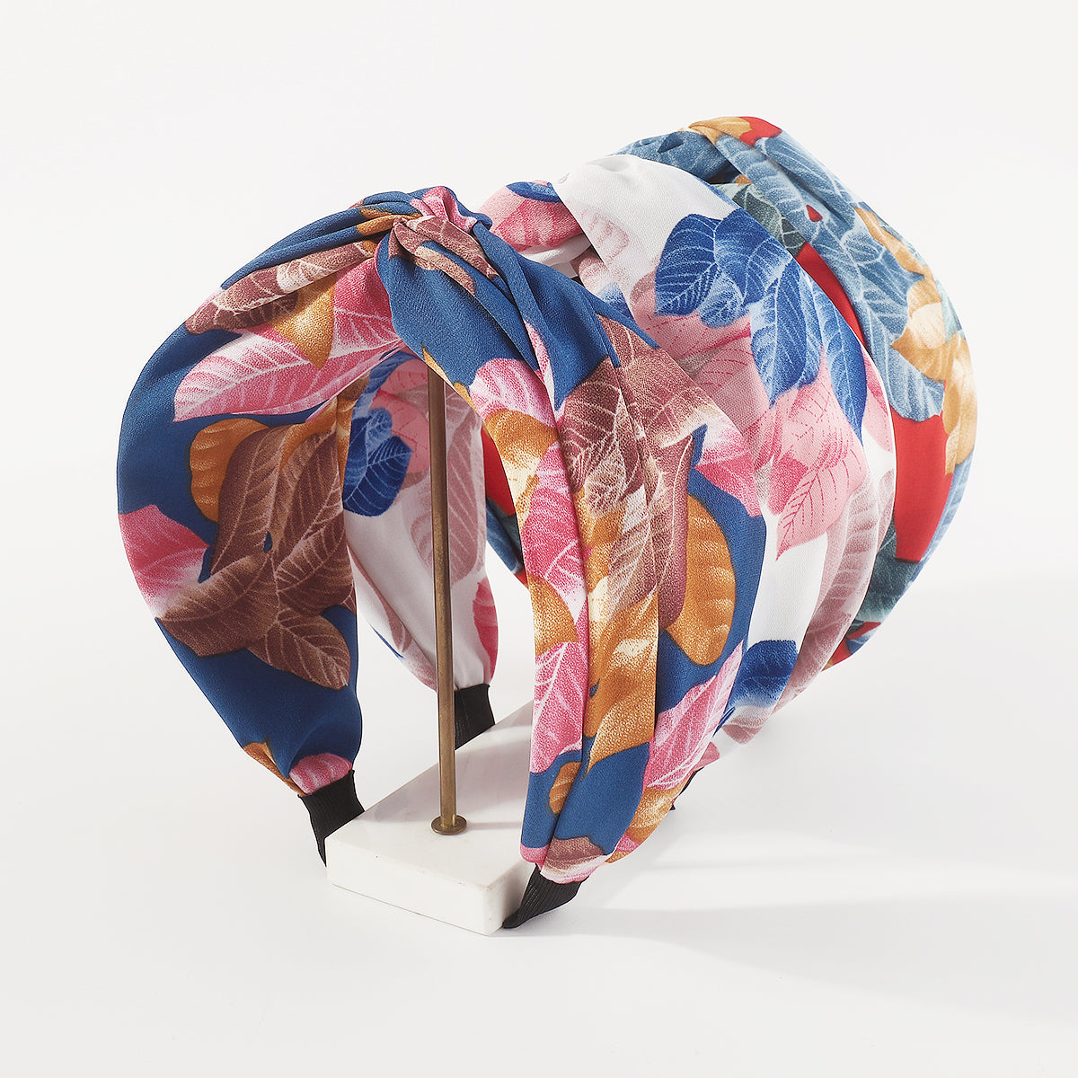 F6221 Boho Print Leaves Cross Knot Headband
