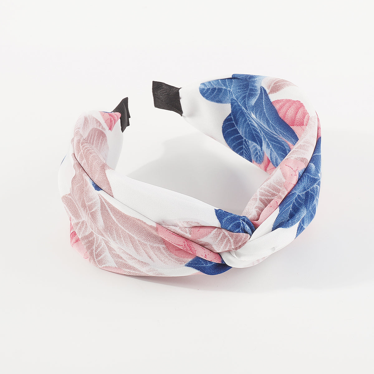 F6221 Boho Print Leaves Cross Knot Headband