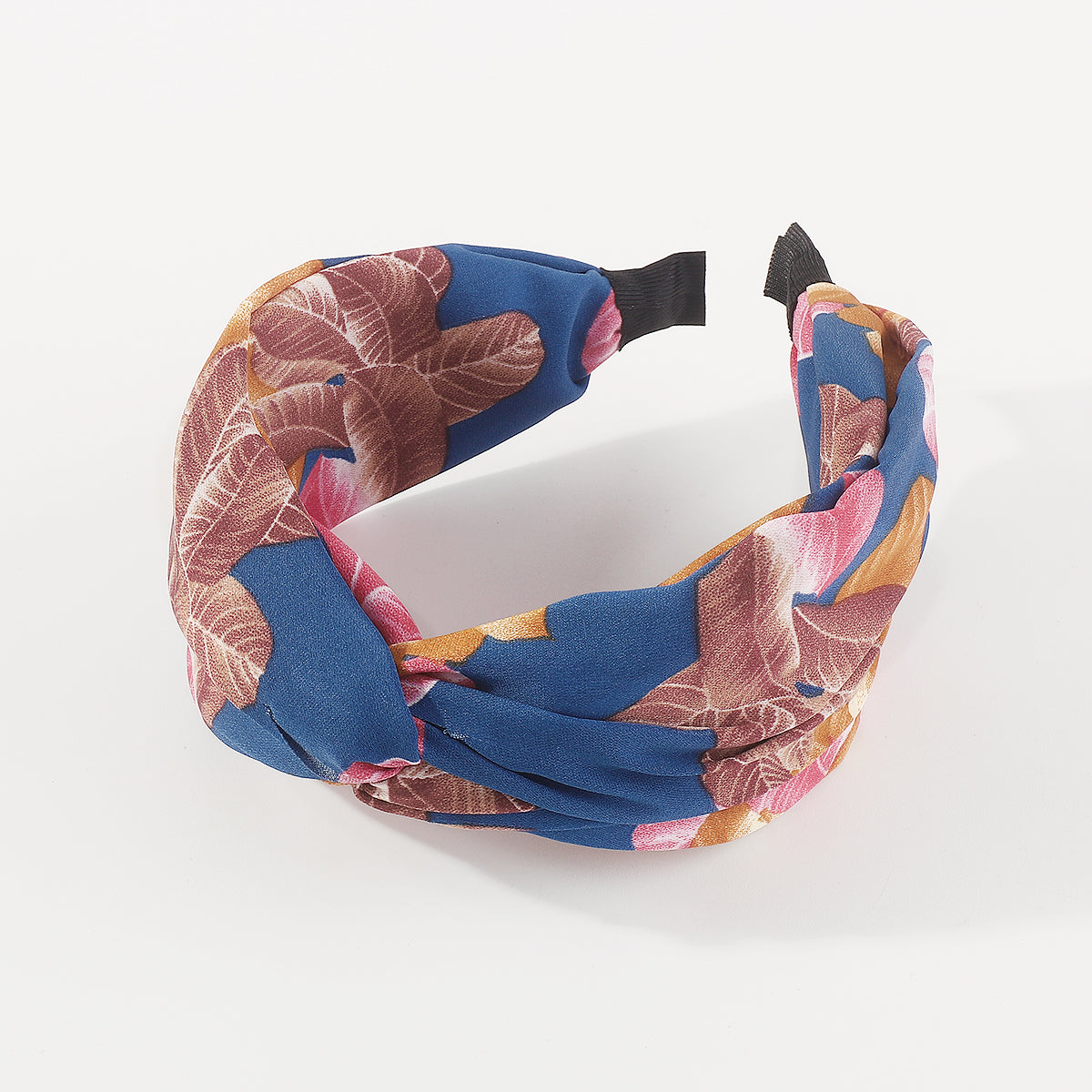 F6221 Boho Print Leaves Cross Knot Headband