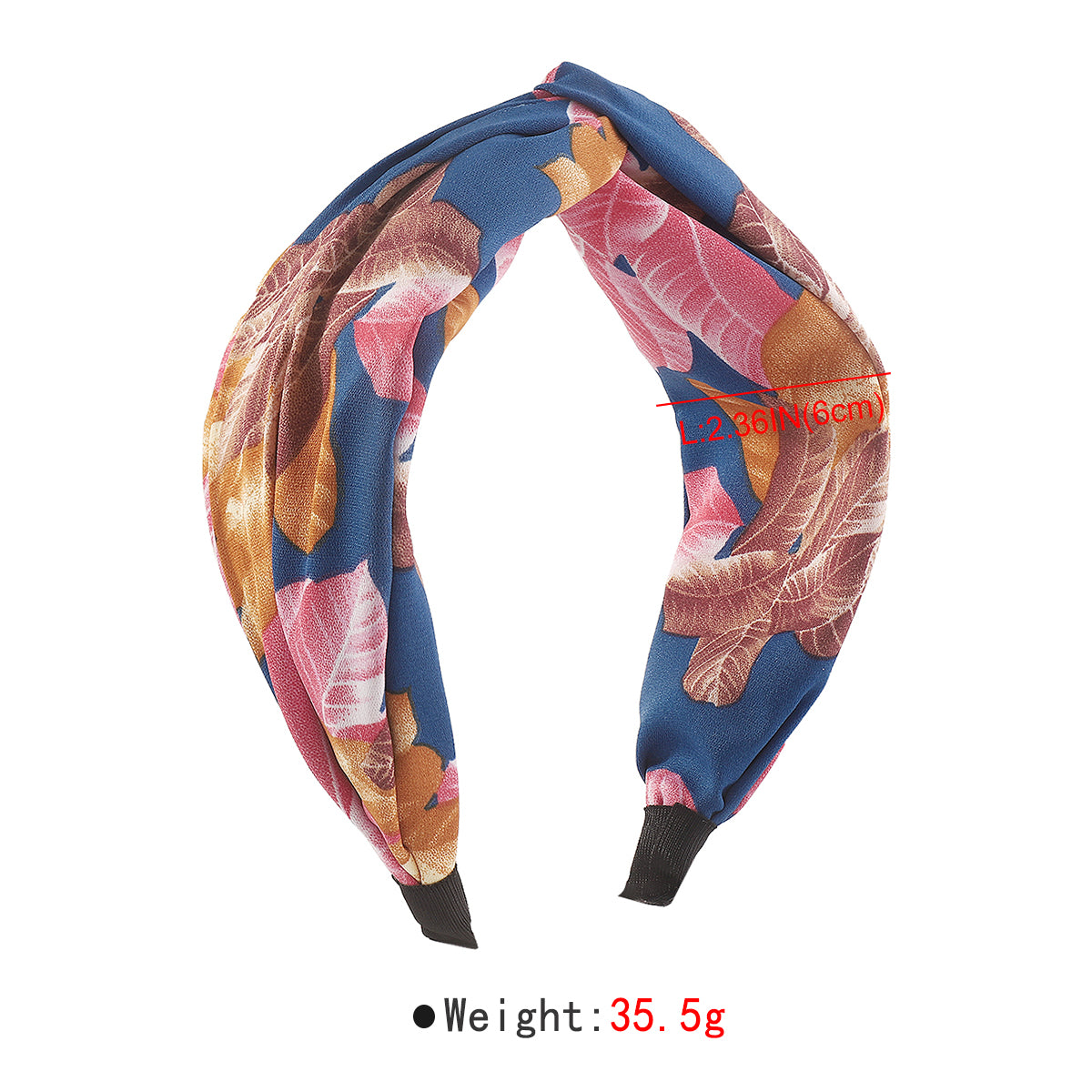 F6221 Boho Print Leaves Cross Knot Headband