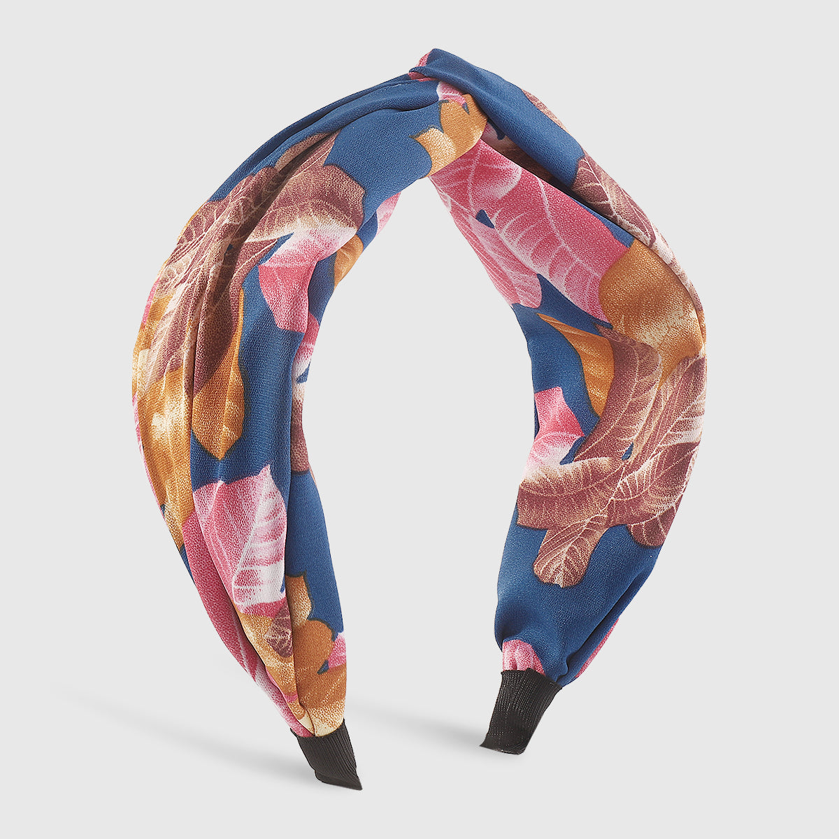F6221 Boho Print Leaves Cross Knot Headband