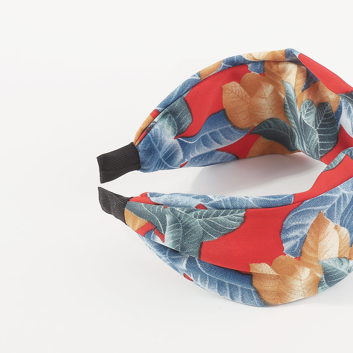 F6221 Boho Print Leaves Cross Knot Headband