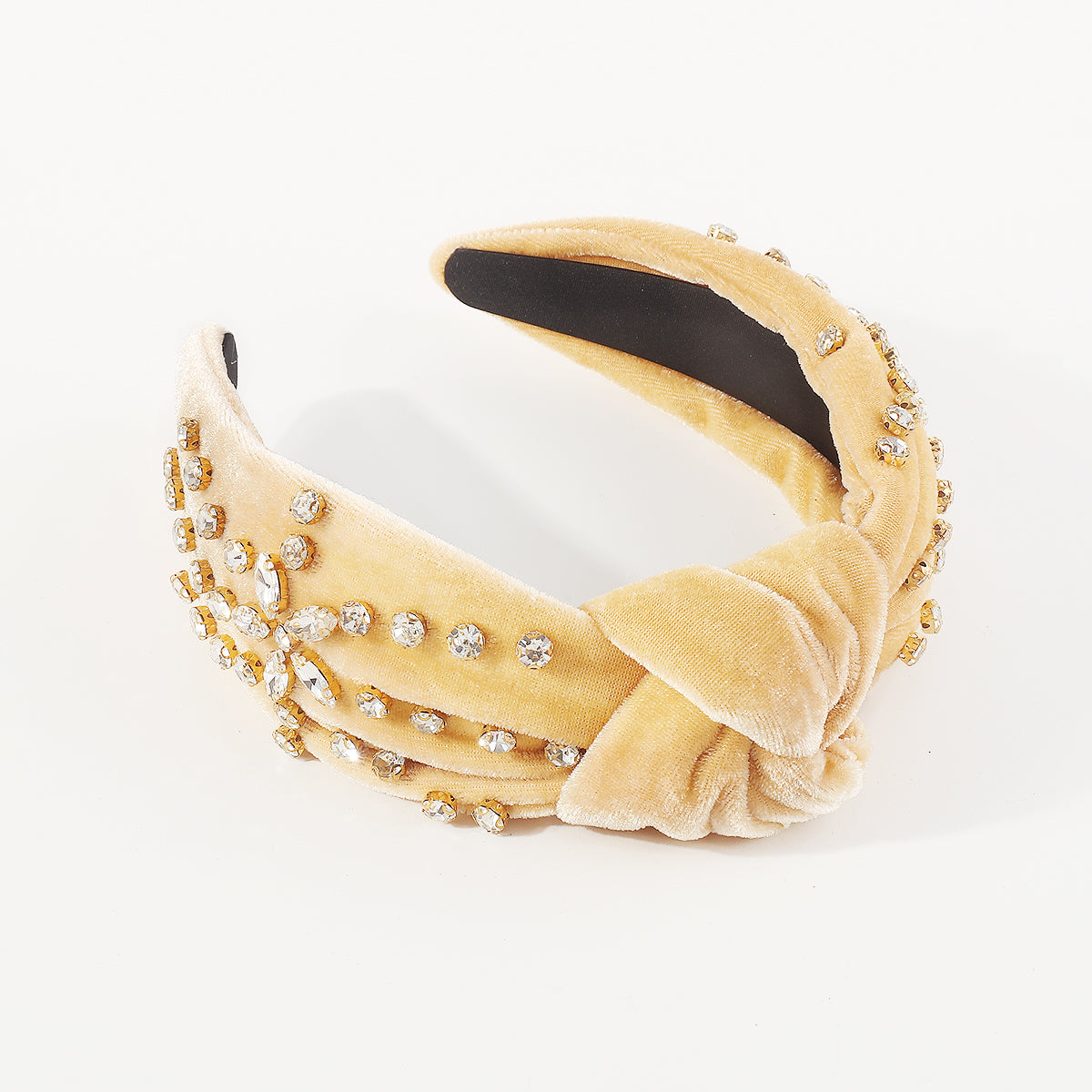 F6225 Luxury Velvet Floral Rhinestone Knotted Headband