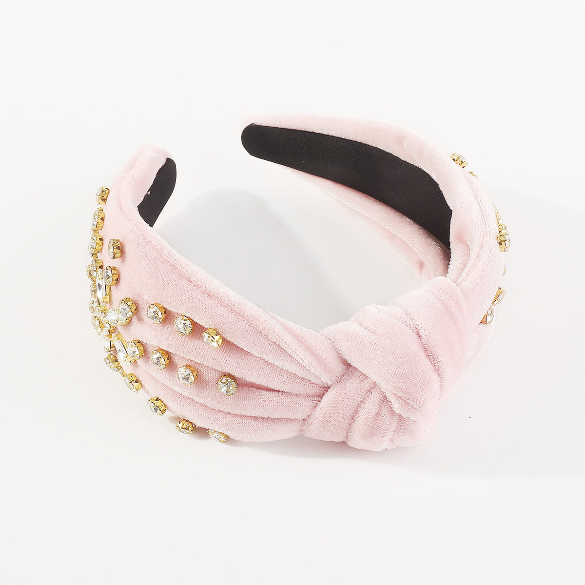 F6225 Luxury Velvet Floral Rhinestone Knotted Headband
