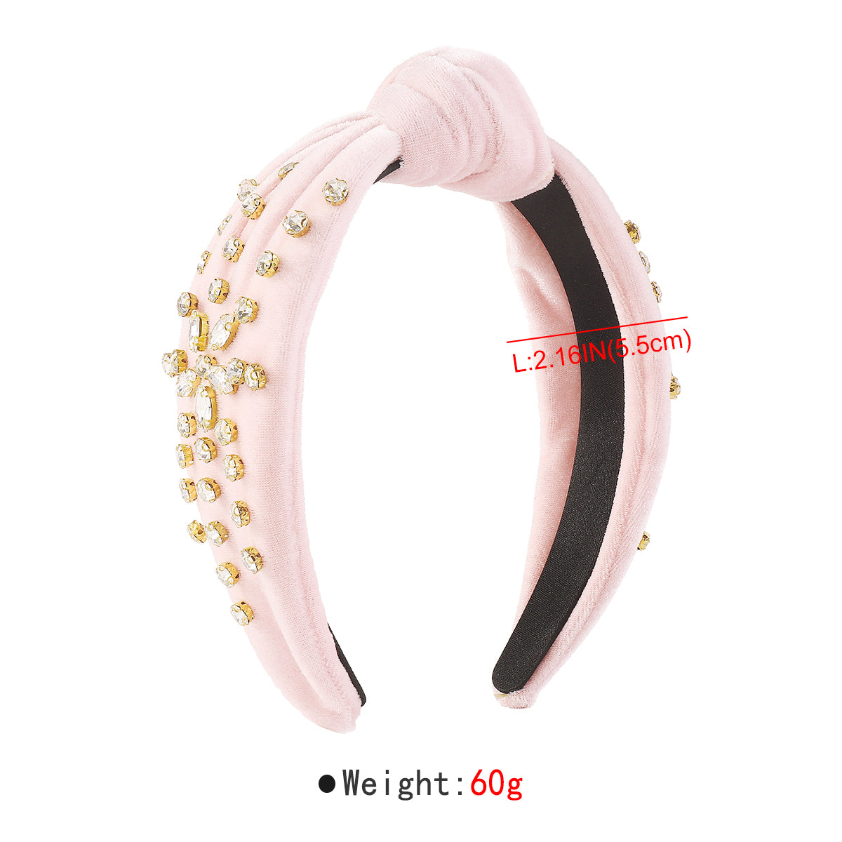 F6225 Luxury Velvet Floral Rhinestone Knotted Headband