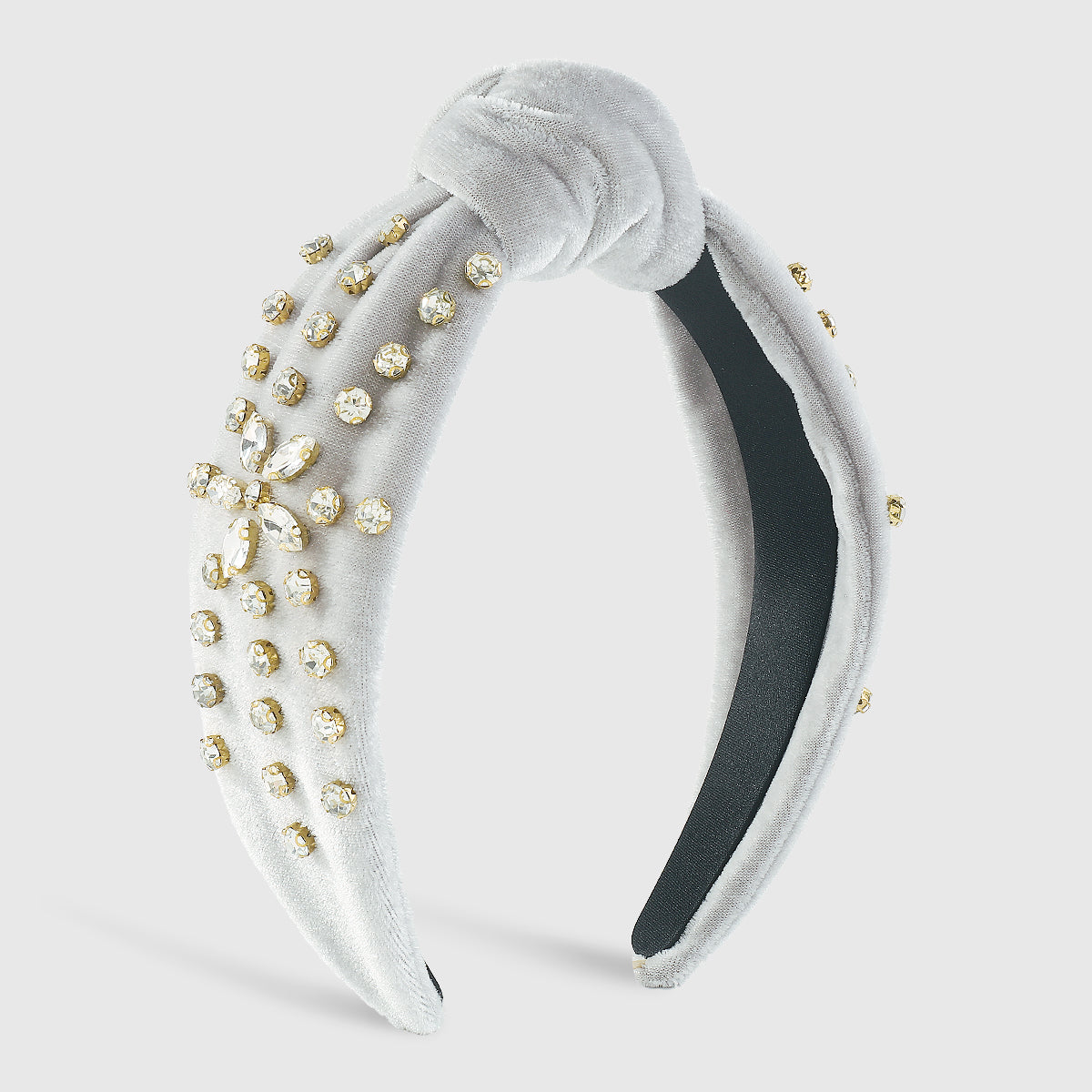 F6225 Luxury Velvet Floral Rhinestone Knotted Headband