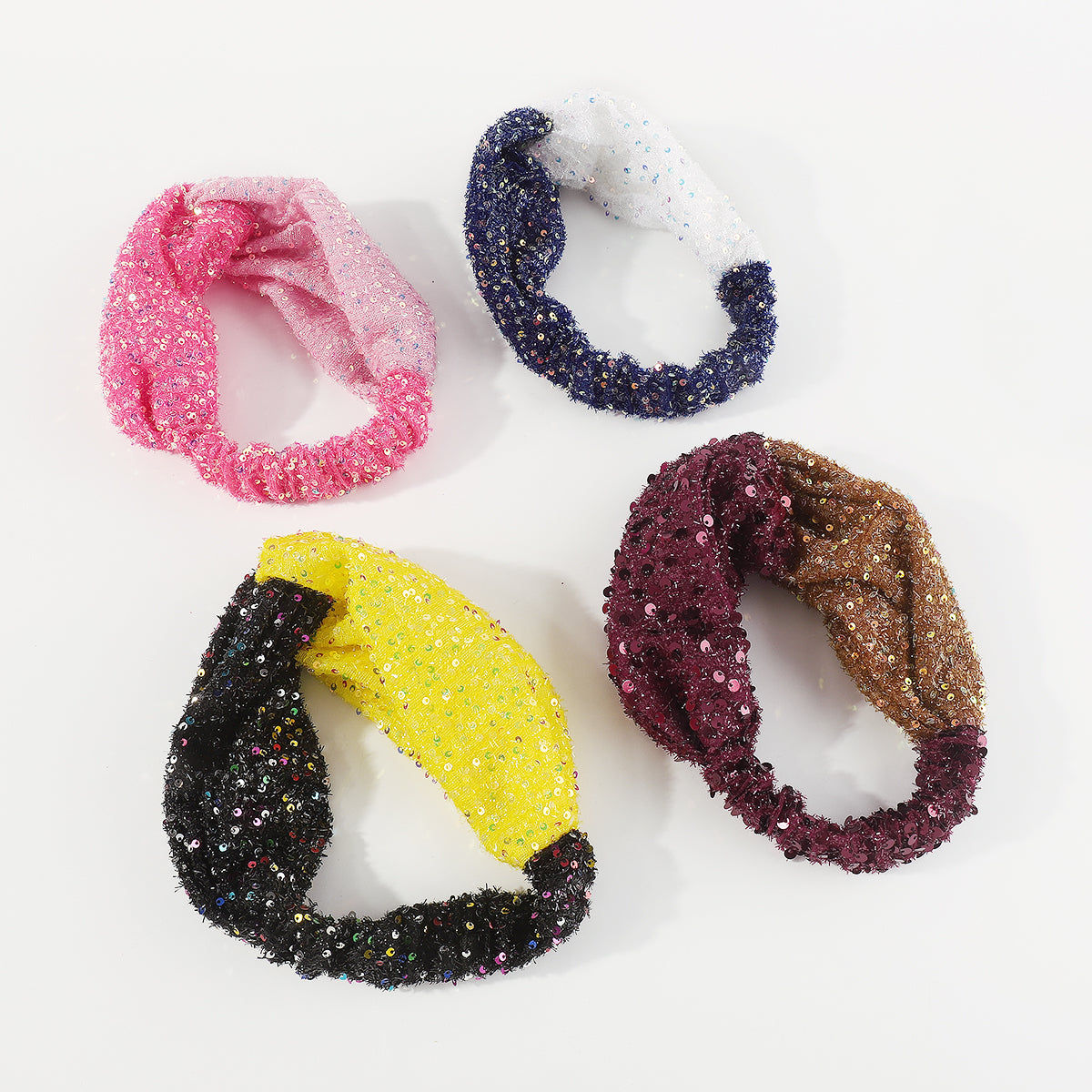 F6235 Dou Color Mesh Sequin Cross Headband