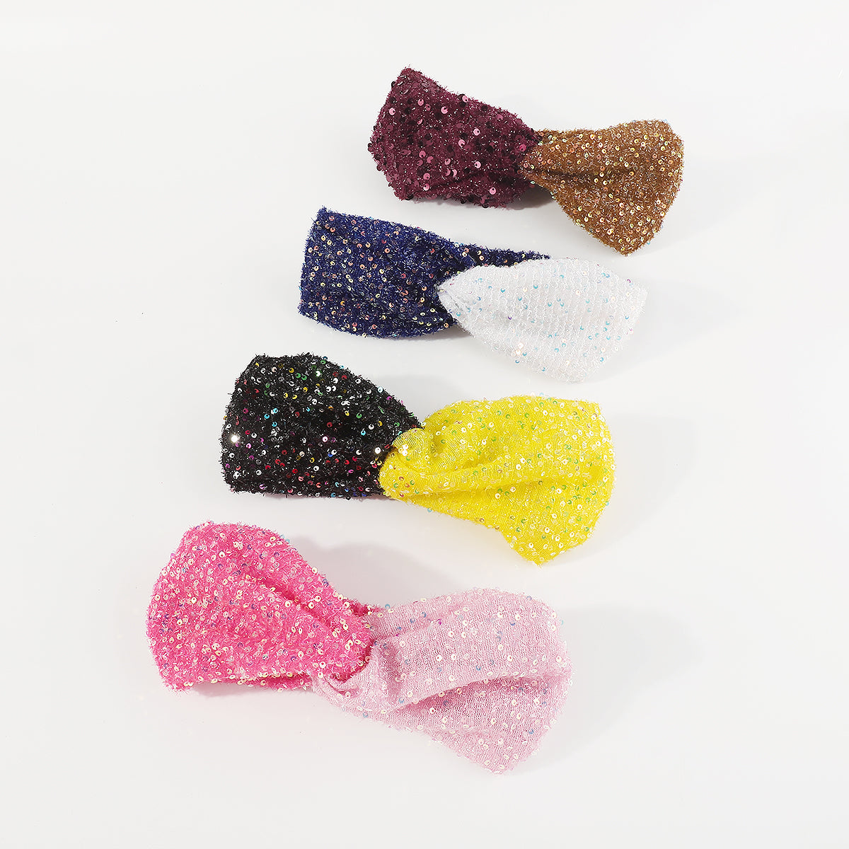 F6235 Dou Color Mesh Sequin Cross Headband