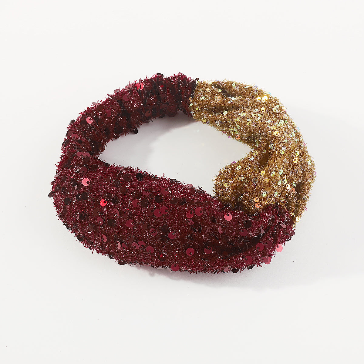 F6235 Dou Color Mesh Sequin Cross Headband
